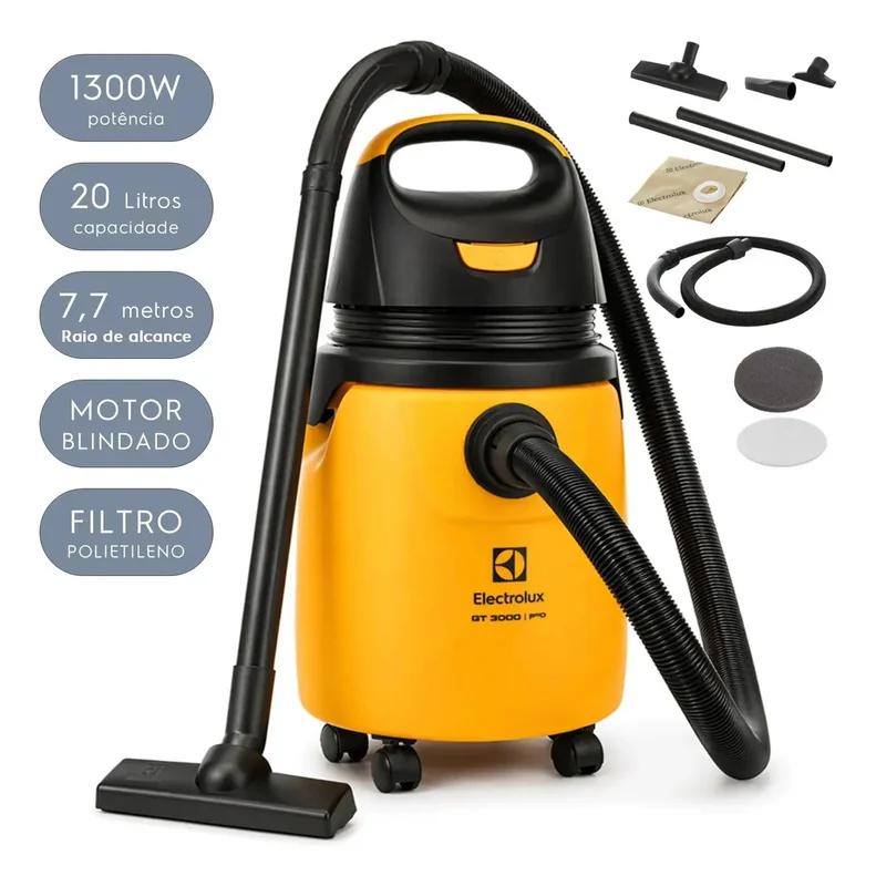 Aspirador água pó Electrolux potente função sopro limpeza profunda 1400W 18L total 11L util protetor termico AQP20 220v