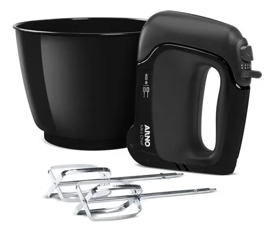 Batedeira Arno Mini Chef Portátil 400W Compacta com 4 velocidades e Função Pulsar HM01 127v