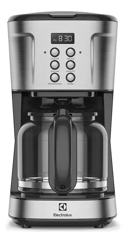 Cafeteira Elétrica Electrolux inox filtro permanente removivel capacidade 1,5L 38 xicaras função timer painel digital desligamento automatico ECM30 127v, cor aço escovado