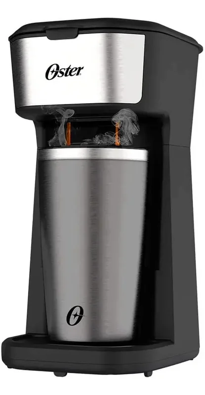 Cafeteira Oster 2Day Inox 2 em 1 com Copo Térmico, 110V, Preto/Inox, 600W, OCAF200