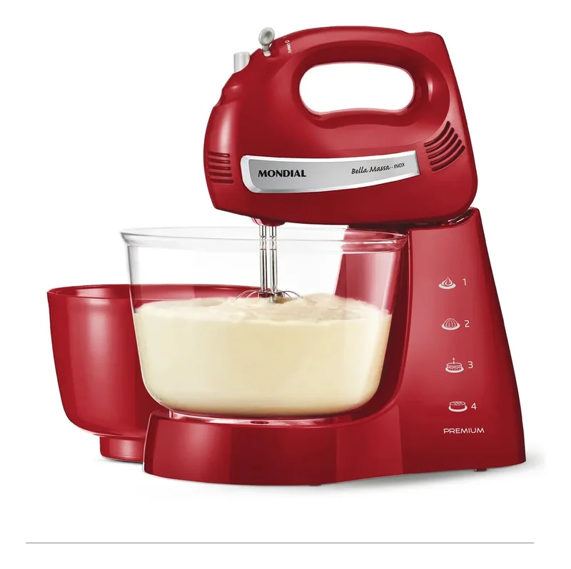 MONDIAL Batedeira Bella Massa Inox Premium, 110V, Vermelho, 400W - B-29 NP