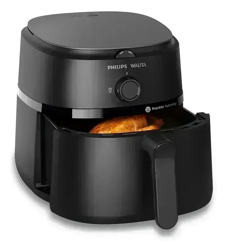 Philips Walita Fritadeira Airfryer Série 1000 4,2L, Tecnologia Rapid Air, 12 Funções de Cozimento, Economia de Energia, Limpeza Fácil, Design Compacto, Preta, 110V (NA120/00)