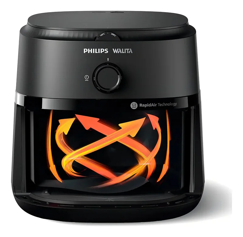 Philips Walita Fritadeira Airfryer Série 2000-6,2L, 1700W, Tecnologia RapidAir, Janela Transparente, Painel Touch Digital, 13 Modos de Preparo, Até 90% Menos Gordura, Preta, 220V (NA230/09)
