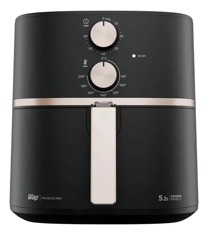 WAP Fritadeira Elétrica Air Fryer GRAND FAMILY 5,2 Litros, Temperatura Ajustável, Revestimento Antiaderente, 1500W 127V